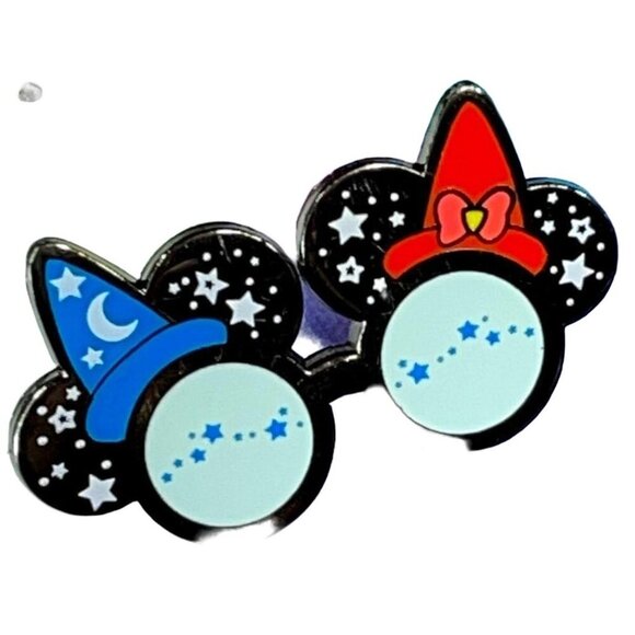 Sorcerer Mickey Minnie Mouse Lapel Pin Glasses Brooch Accessories Jewelry Badge - Picture 1 of 5